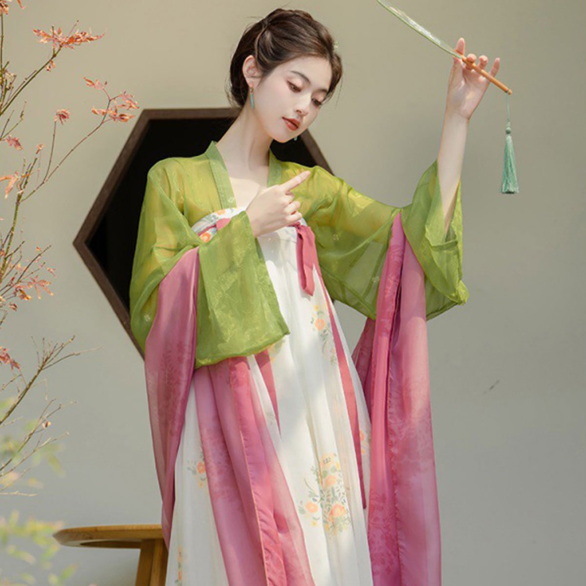 New Chinese Tang Style Hanfu Elements Daily Chest-length Dress Tea Clothing Two-piece Set