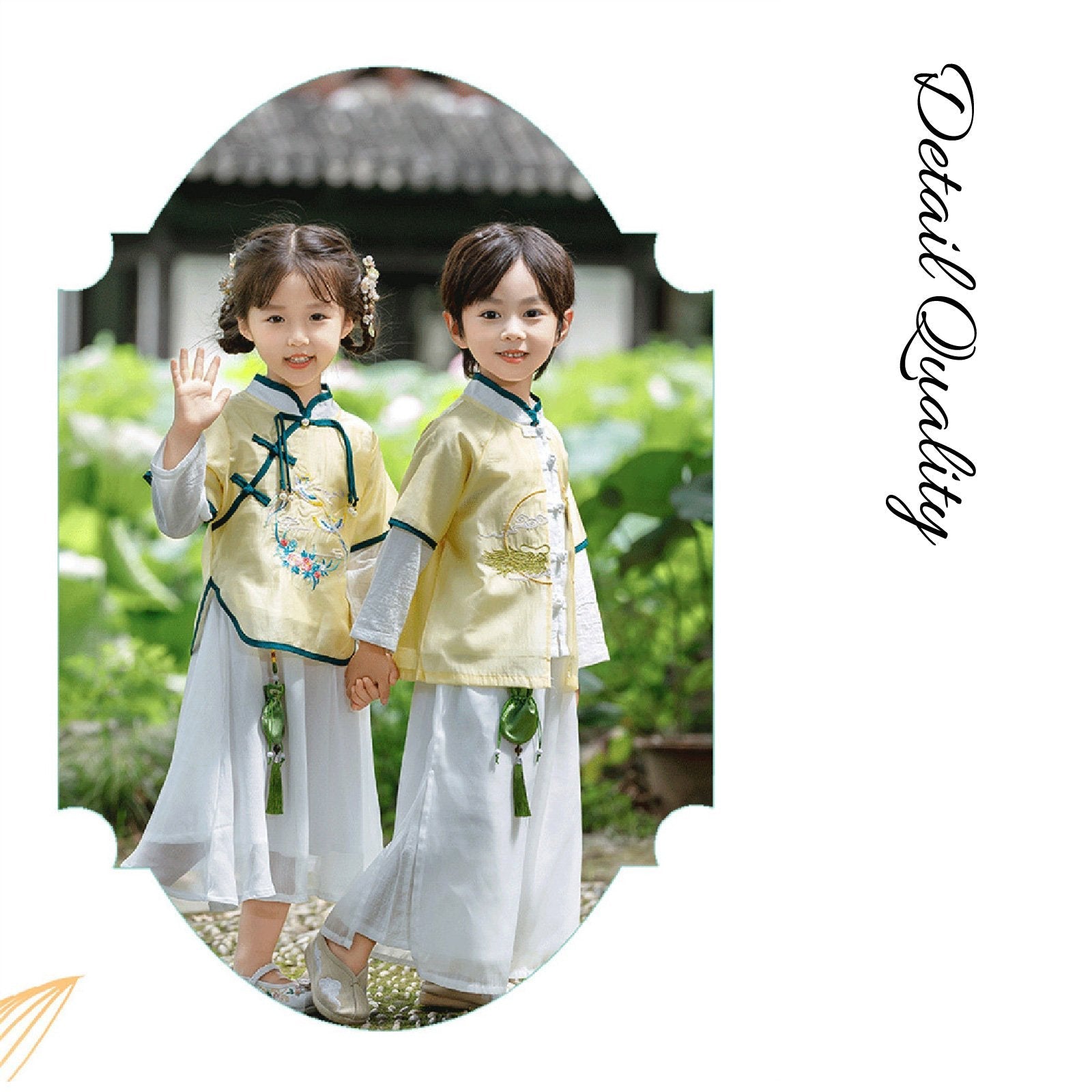 Boy's Imperial Yellow & Azure Chinese Hanfu Set