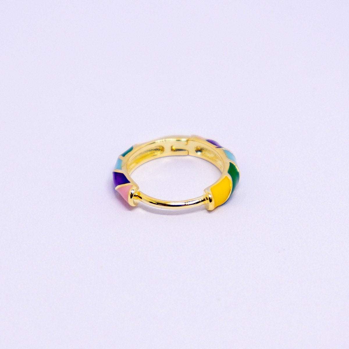 Vintage Ear Loop Earrings with Colourful Enamel Circle Design for Women Jewelry