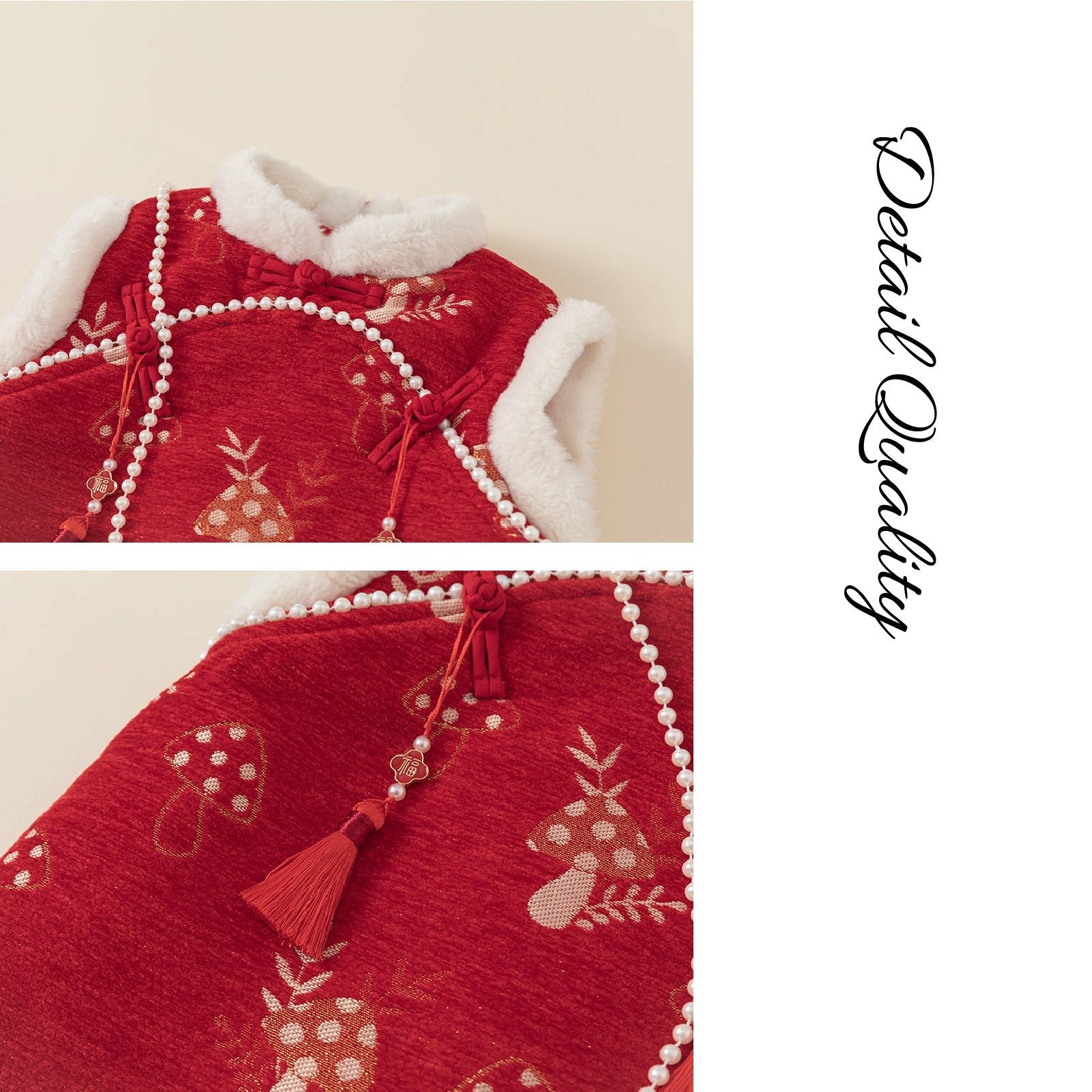 Girl's New Chinese Style Red Dress Set