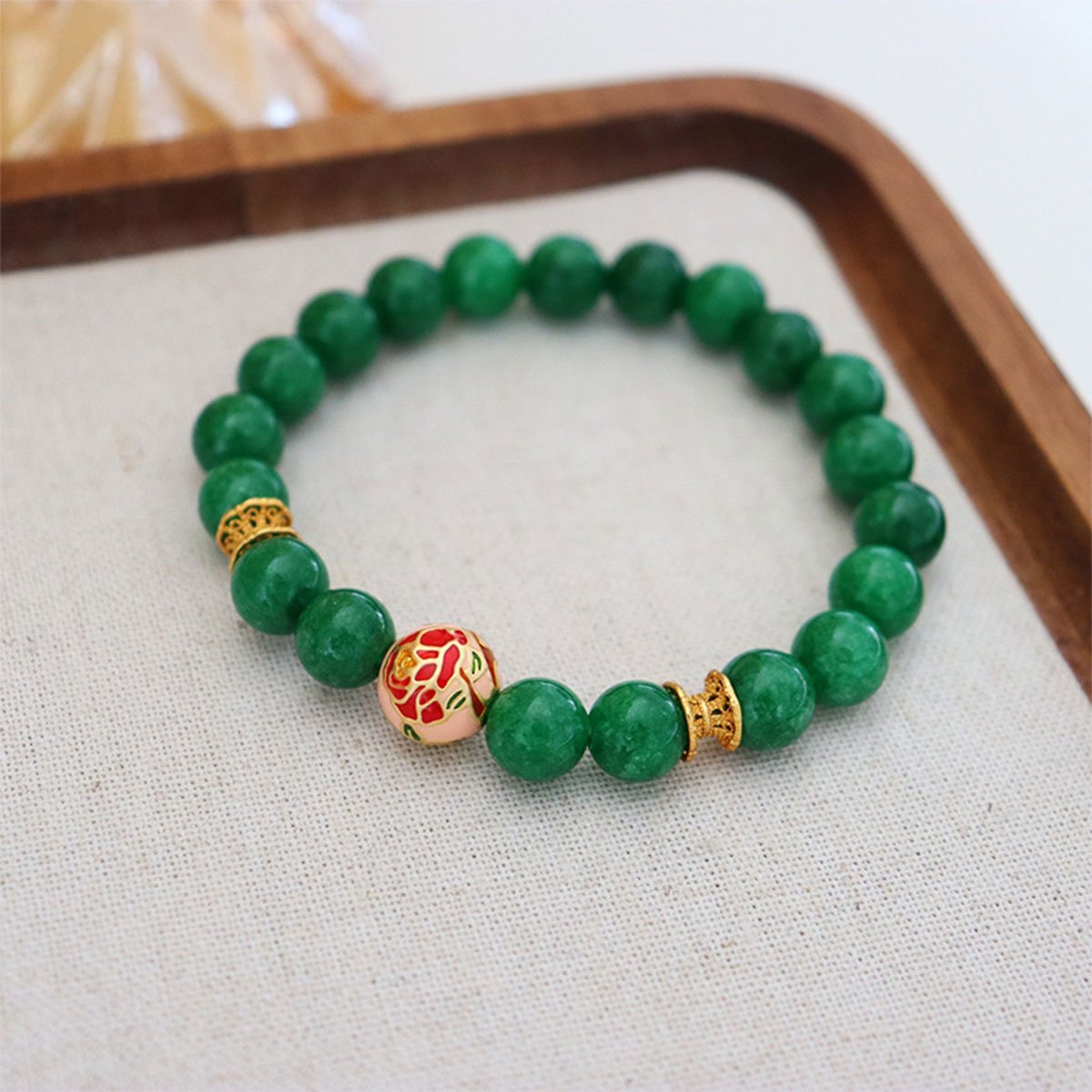Green Natural Stone Beaded Bracelet Beauty Handmade Women Simple Healing Reiki