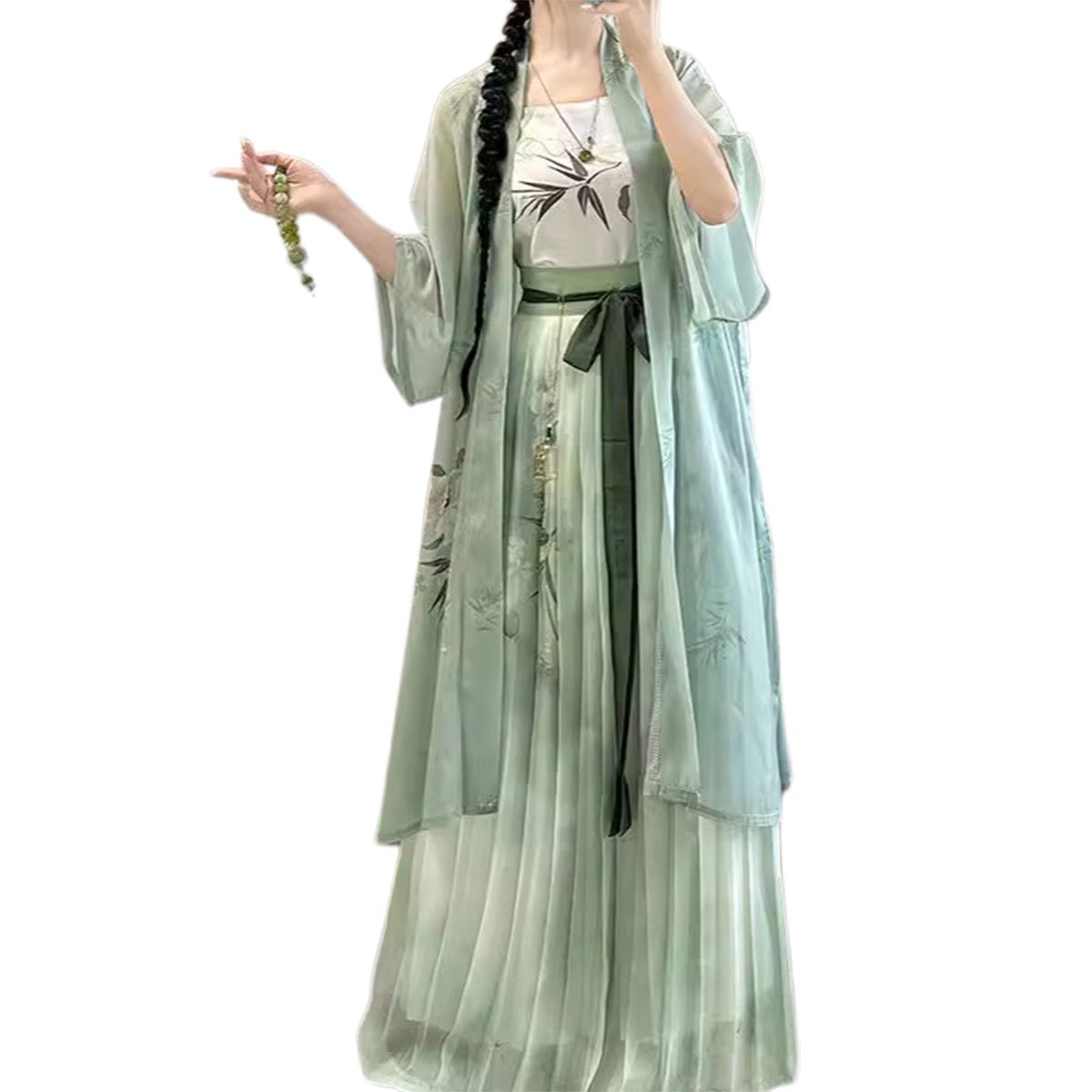 Women's Song Dynasty Hanfu Half-sleeved Waist Pleated Skirt