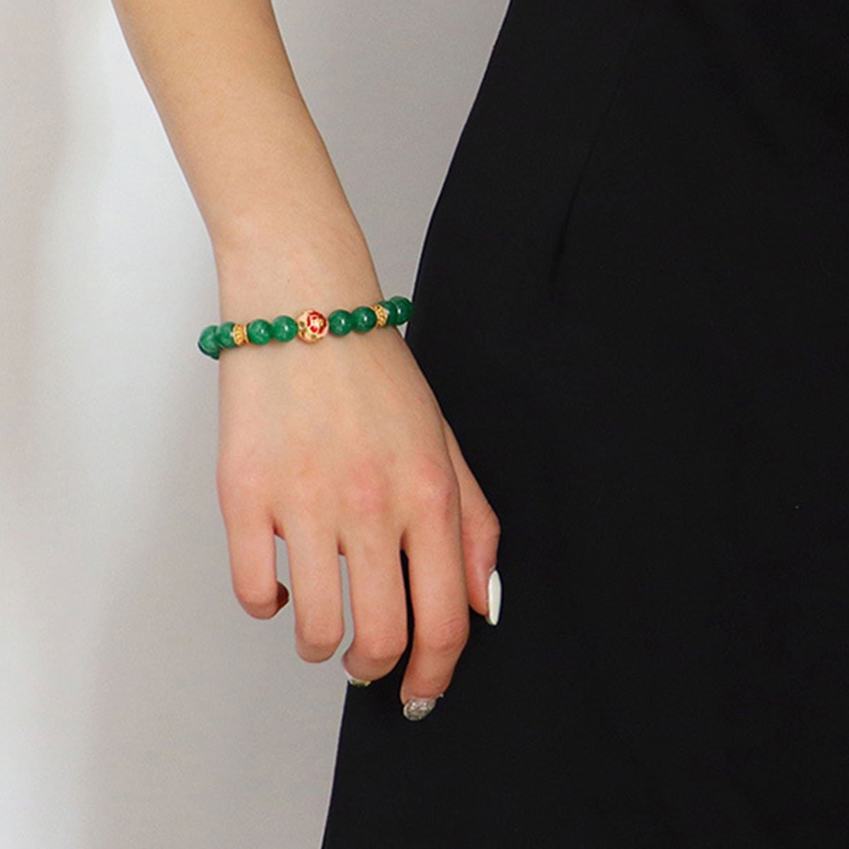 Green Natural Stone Beaded Bracelet Beauty Handmade Women Simple Healing Reiki