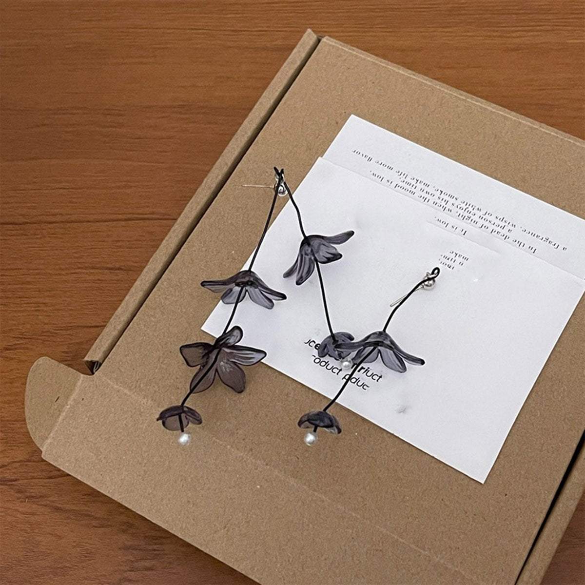 Retro Ink Painting Resin Tassel Earrings Women Floral Design Vintage Jewelry