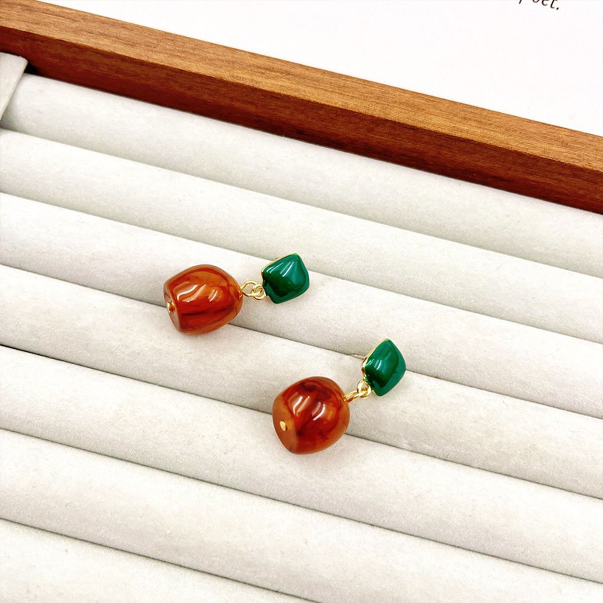 Dark Green Coffee Earrings Vintage Style Jewellery Women Girls Fashion