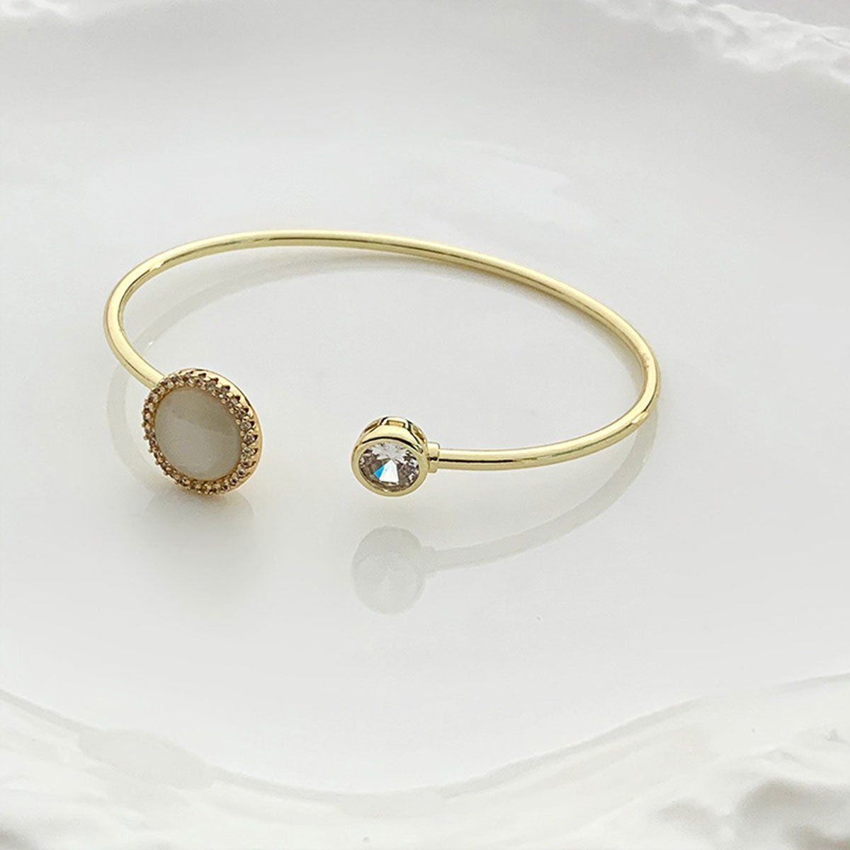 Cat Eye Bracelet Ring Set Fashion Jewellery Women Adjustable Accessories