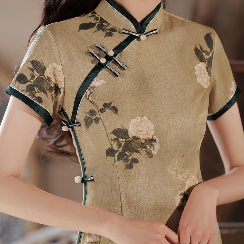 Yellow Wedding Cheongsam-Modern Jacquard Qipao