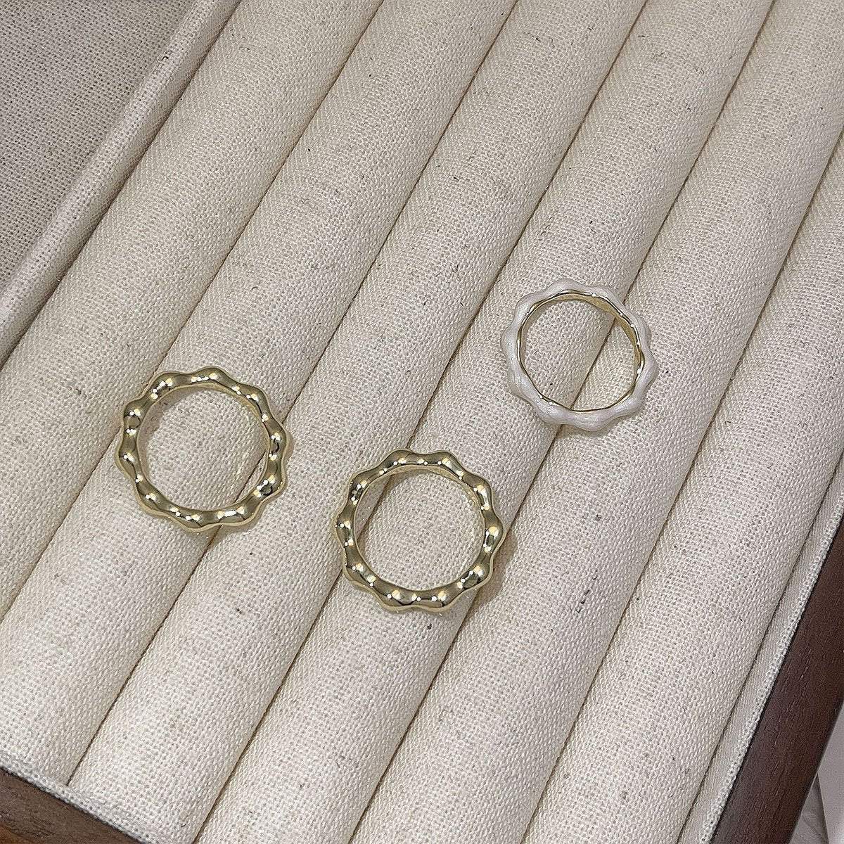 Painted Oil Round Irregular Simple Three-piece Ring