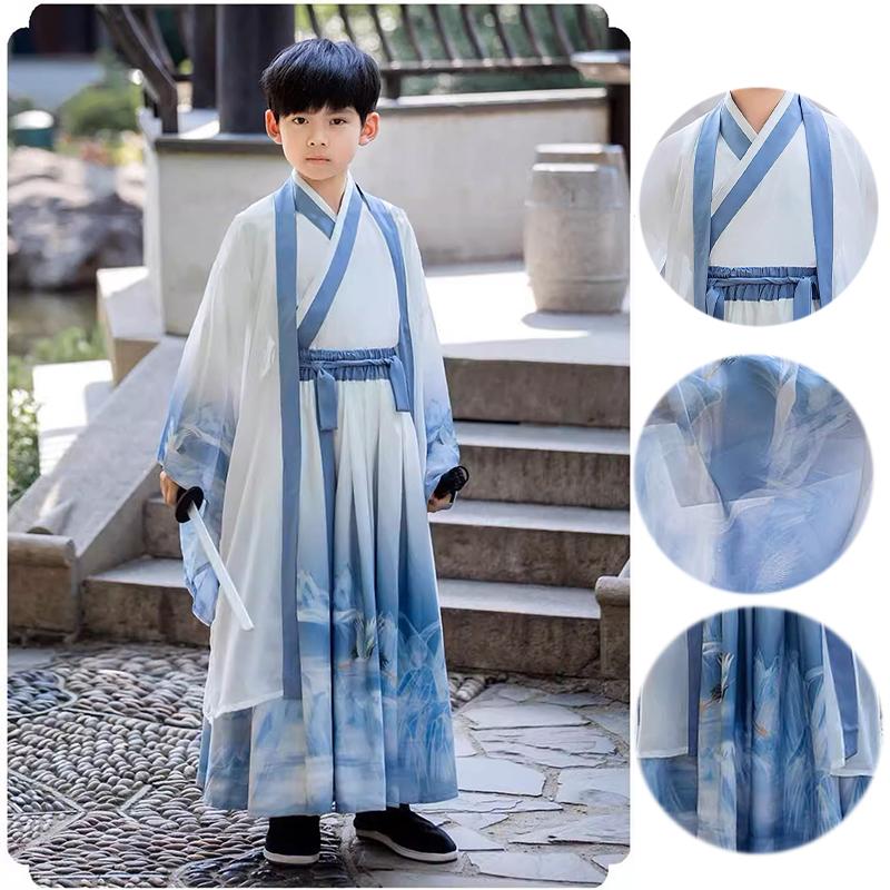 Boys' Light Blue Chinese Costume