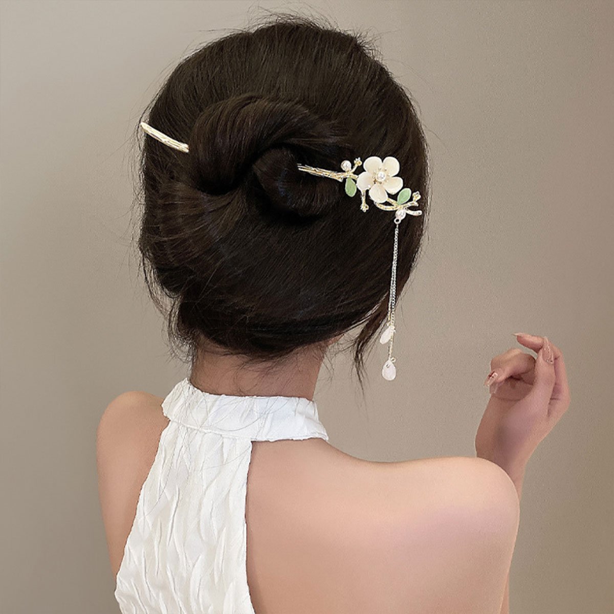 中国风花朵发簪流苏头饰汉服配饰女款