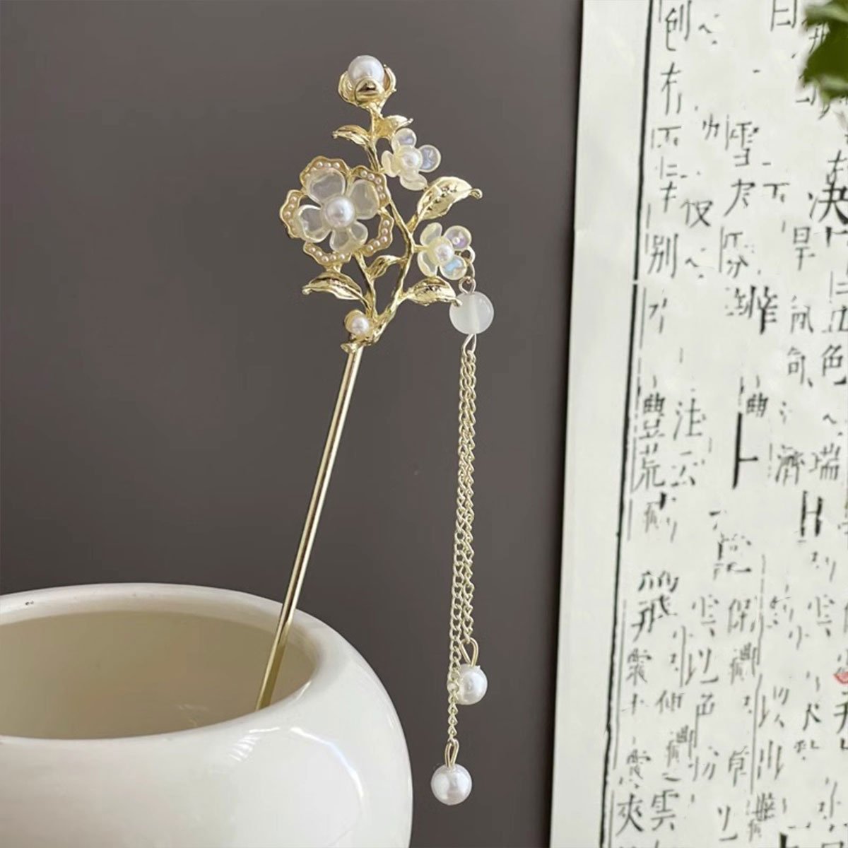 Rose Sprigs Hairpin Hanfu Headdress Vintage Chinese Hair Accessories