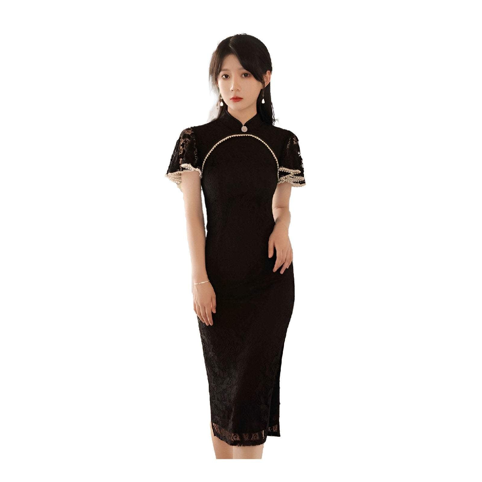 Lady's Triditional Chinese Elgant Lace Wedding Cheongsam Dress