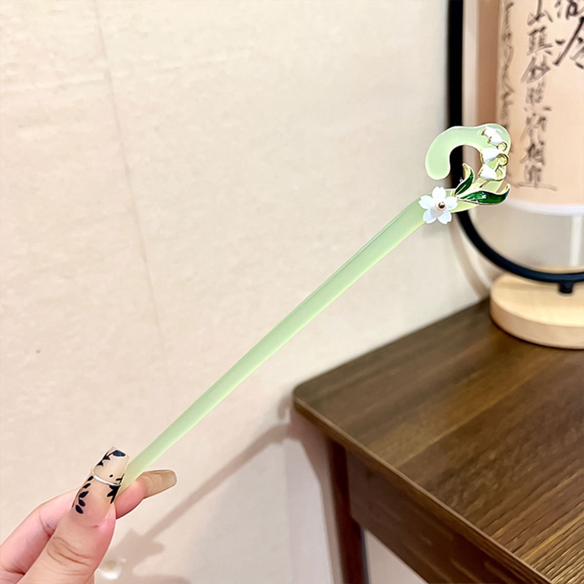 中国风花雪簪绿色汉服头饰女款女孩