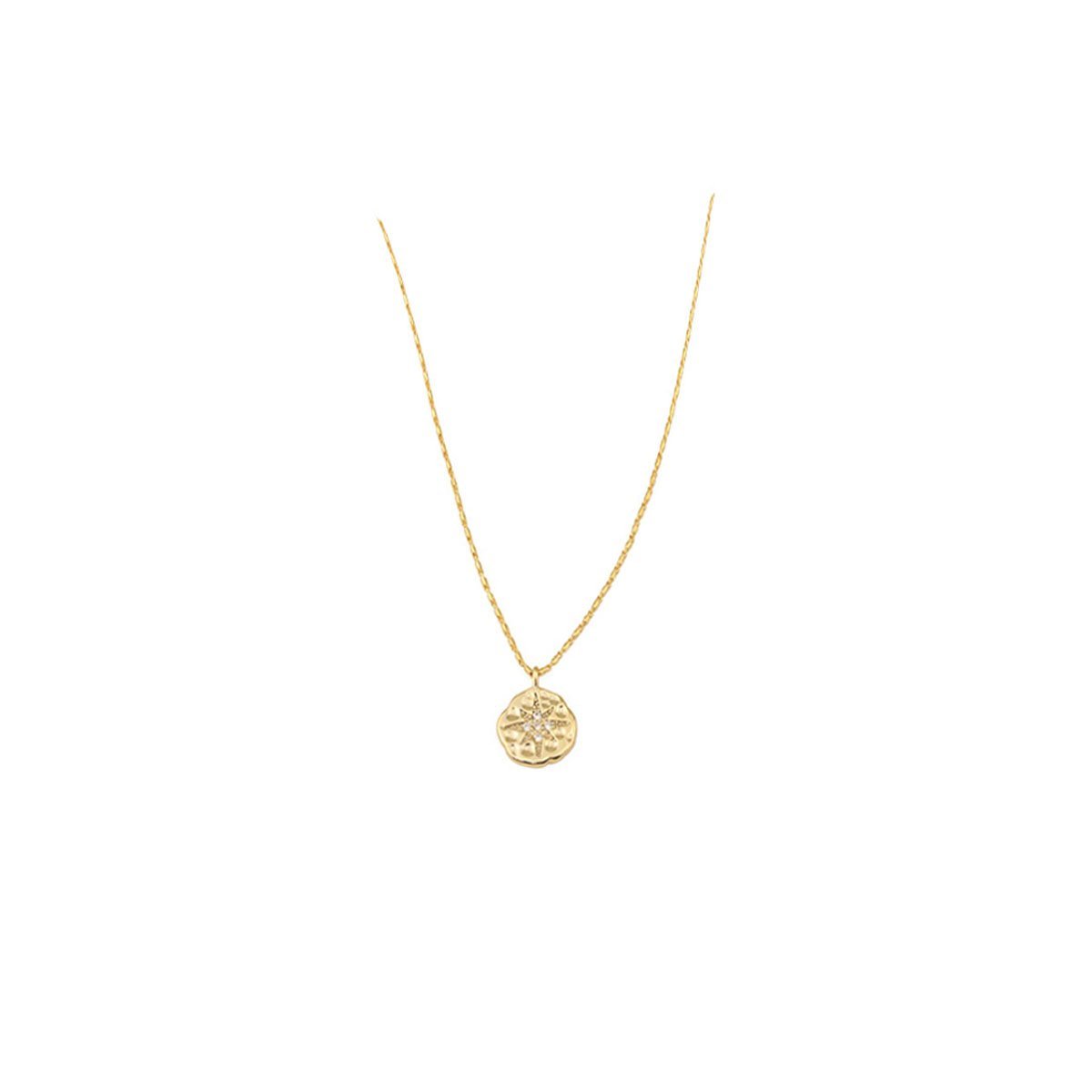 Polaris Coin Button Pendant Necklace Octet Star Vintage Celestial Jewelry