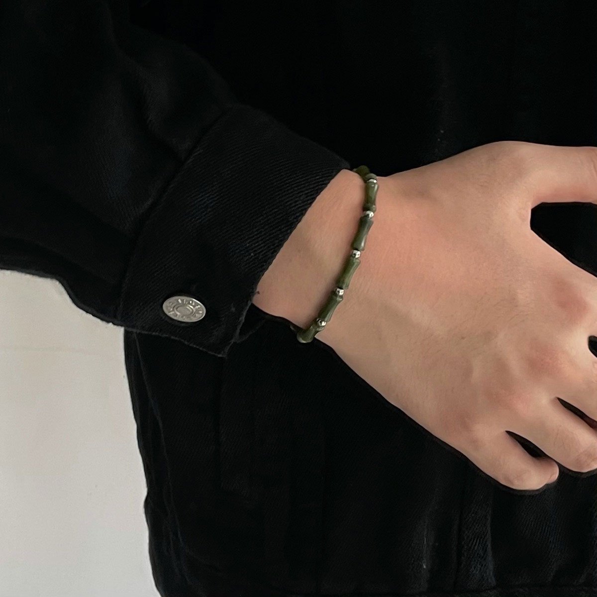 New Chinese Green Bamboo Splicing Bracelet Unique Handmade Jewelry Fashion