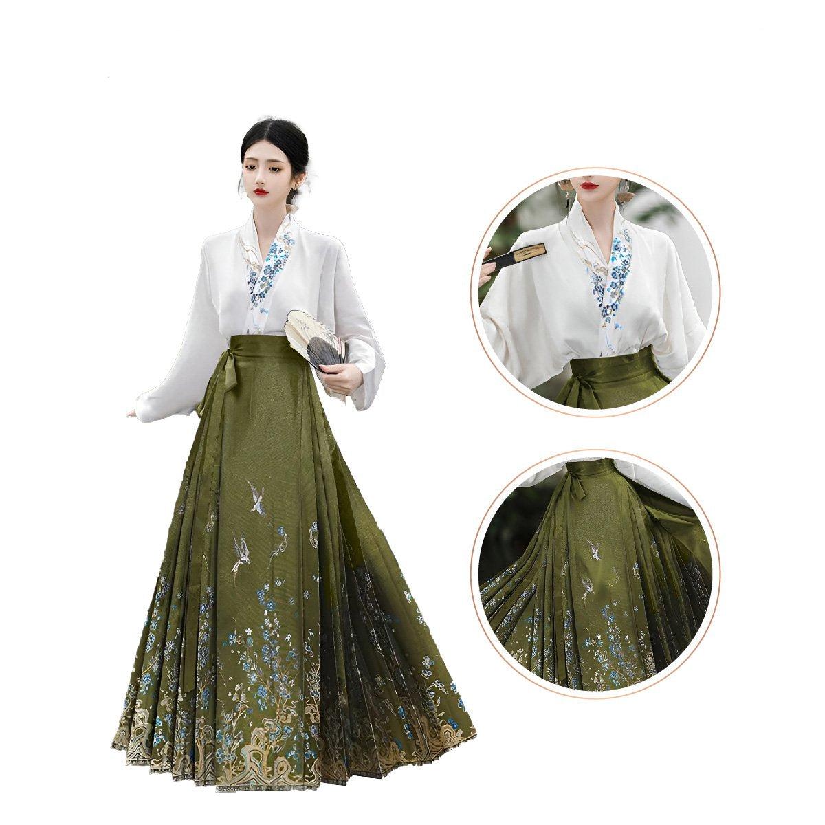 Fresh Bean Green Chinese Style Lady Mamianqun Set