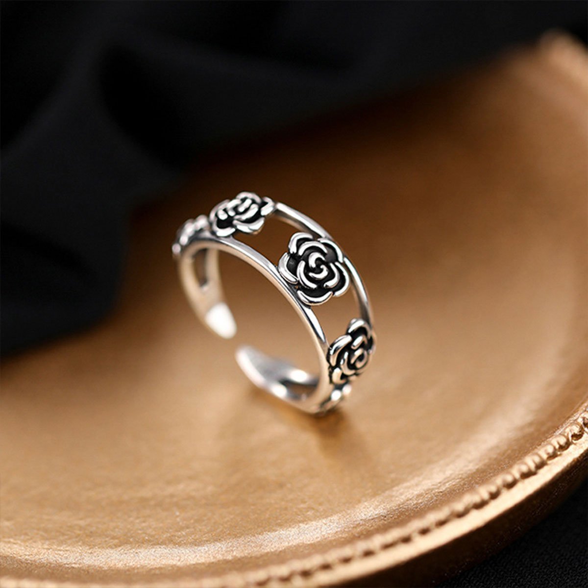 Vintage Rose Open Ring Adjustable Fashion Jewelry Women Girls Party Wear
