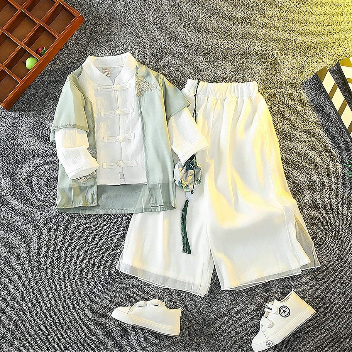Chinese Traditional Hanfu Autumn Outfit for Boys Festival Costume