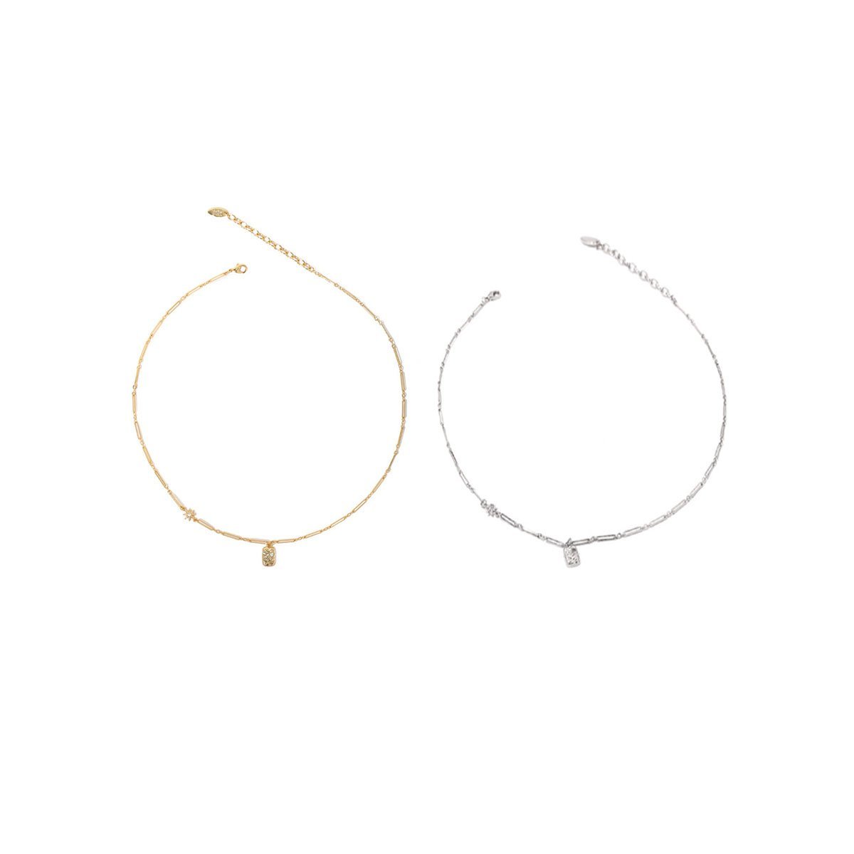 French Light Luxury Style Square Pendant Clavicle Chain Handmade Necklace Women