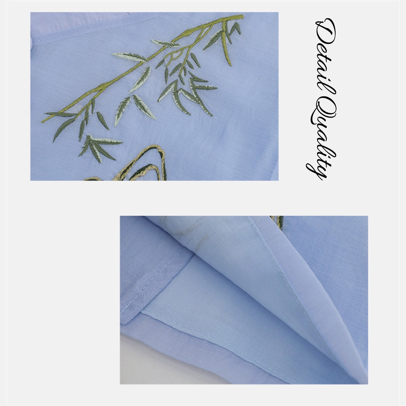 Girls' Bamboo Embroidered Blue & White Hanfu