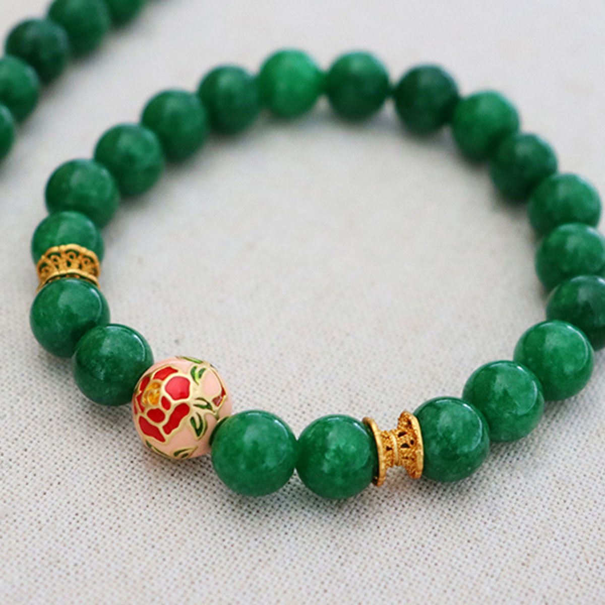 Green Natural Stone Beaded Bracelet Beauty Handmade Women Simple Healing Reiki