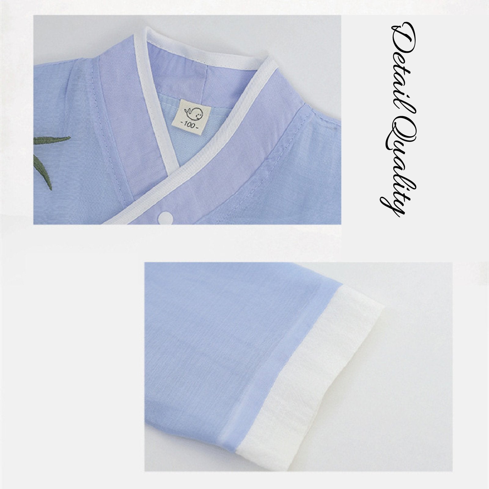 Girls' Bamboo Embroidered Blue & White Hanfu