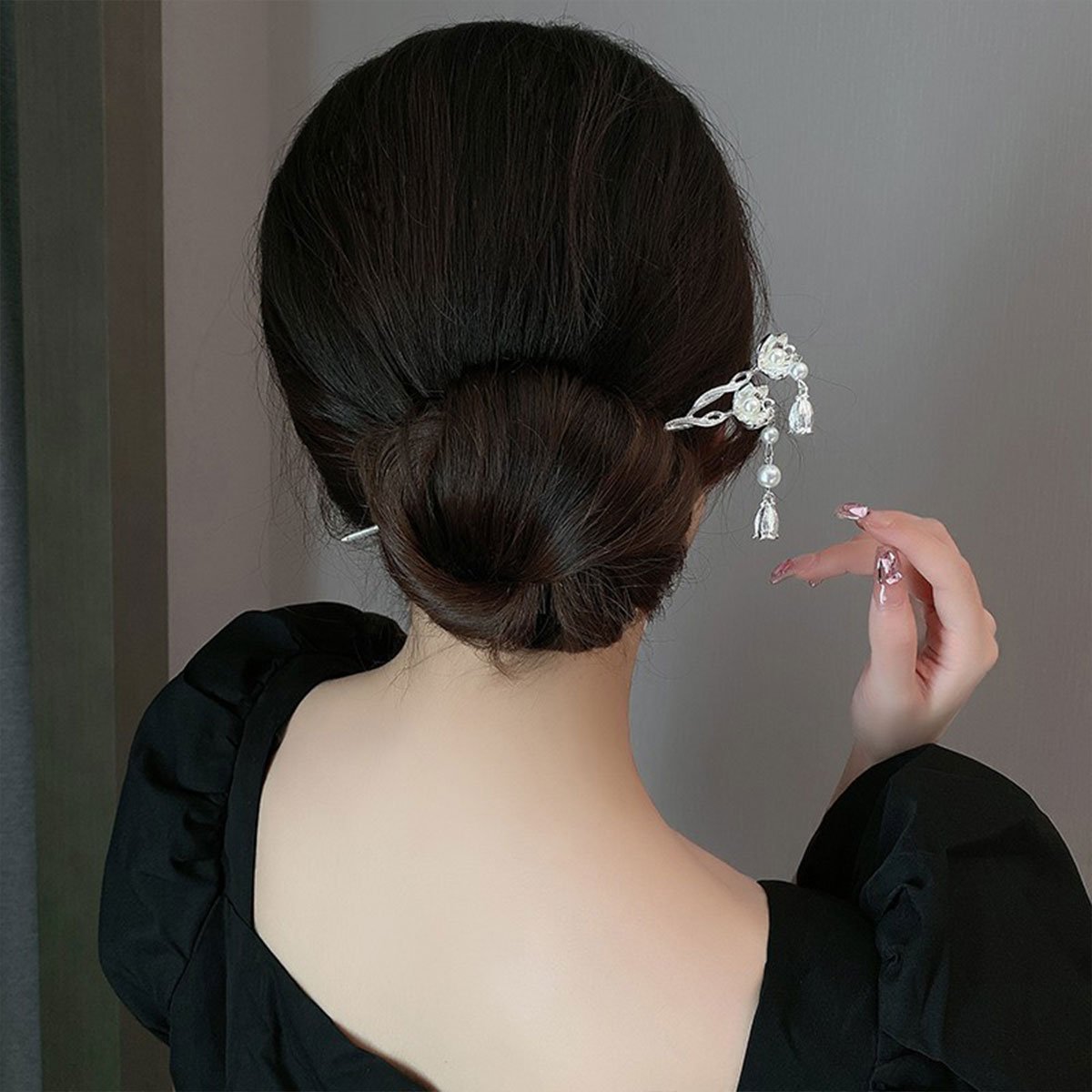 中国风双莲花发簪汉服头饰优雅配饰