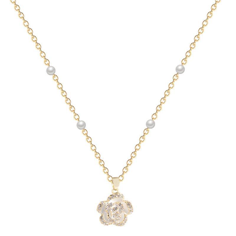 Pearl Flower Bracelet Women Bracelets Charm Hand Chain Titanium Steel Chain
