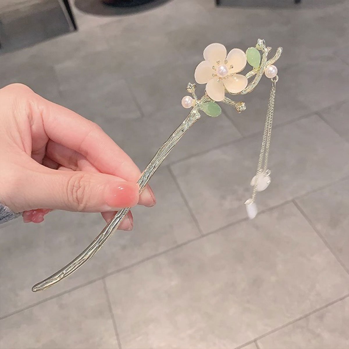 中国风花朵发簪流苏头饰汉服配饰女款