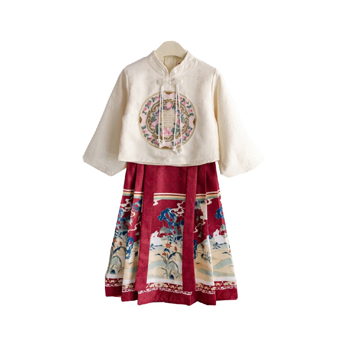 Girls Tops & Skirt Two Piece Hanfu New Year Outfit