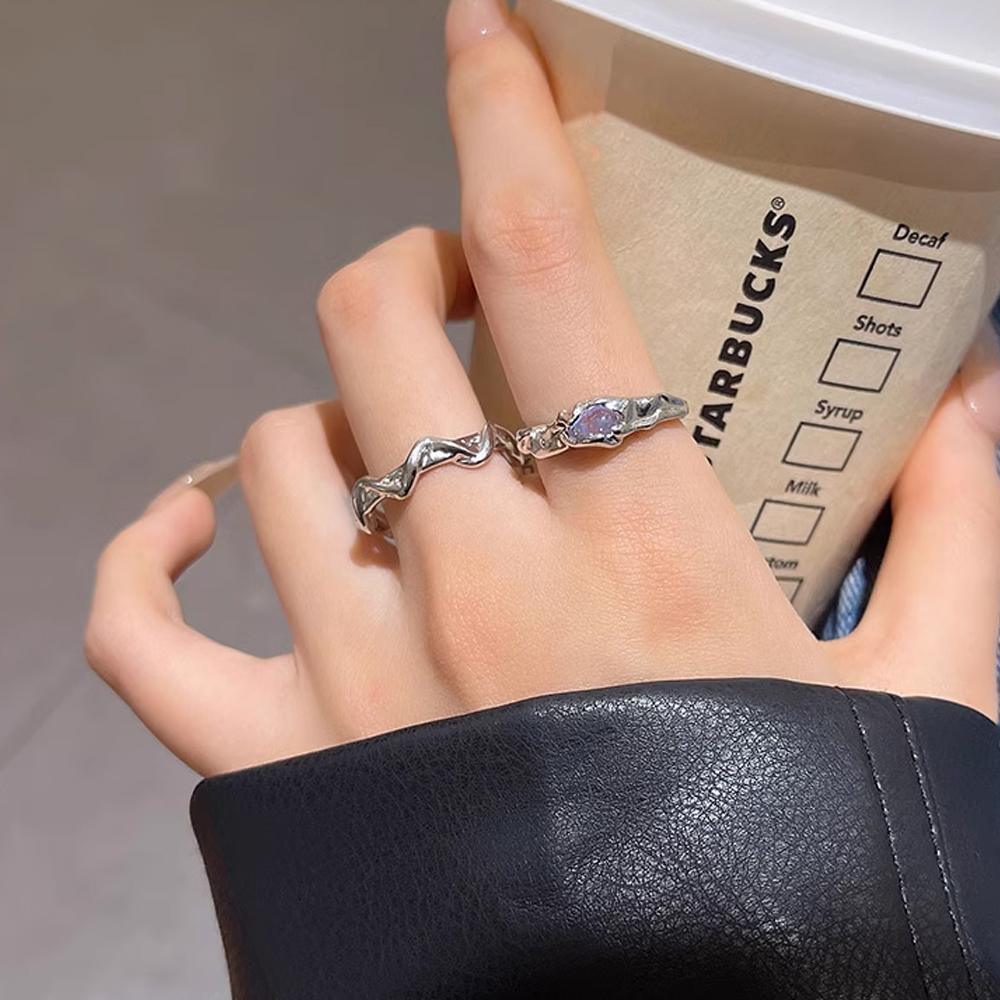 Open Rings Women Geometric Crystal Moonstone Gothic Finger Ring Jewelry Gift