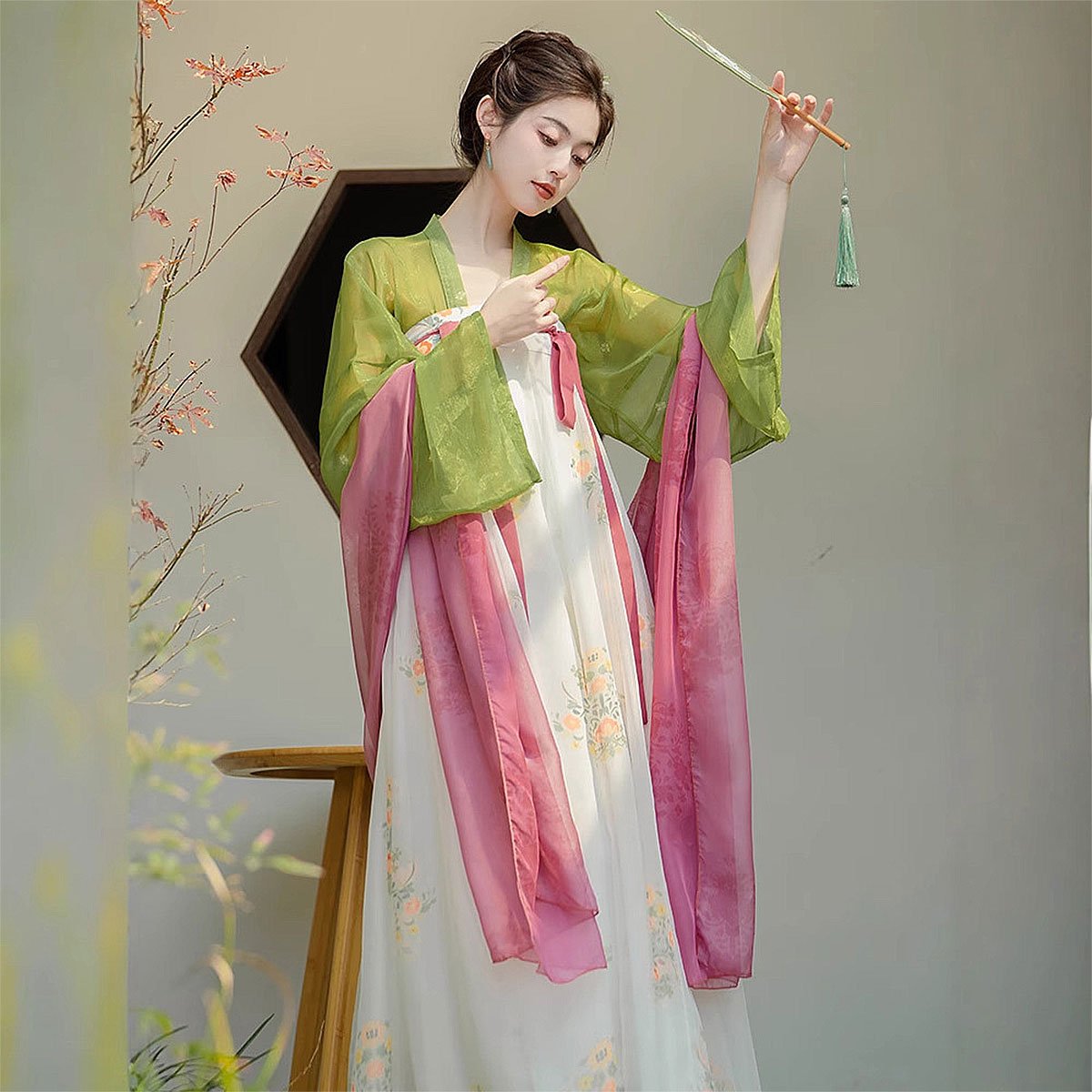 New Chinese Tang Style Hanfu Elements Daily Chest-length Dress Tea Clothing Two-piece Set