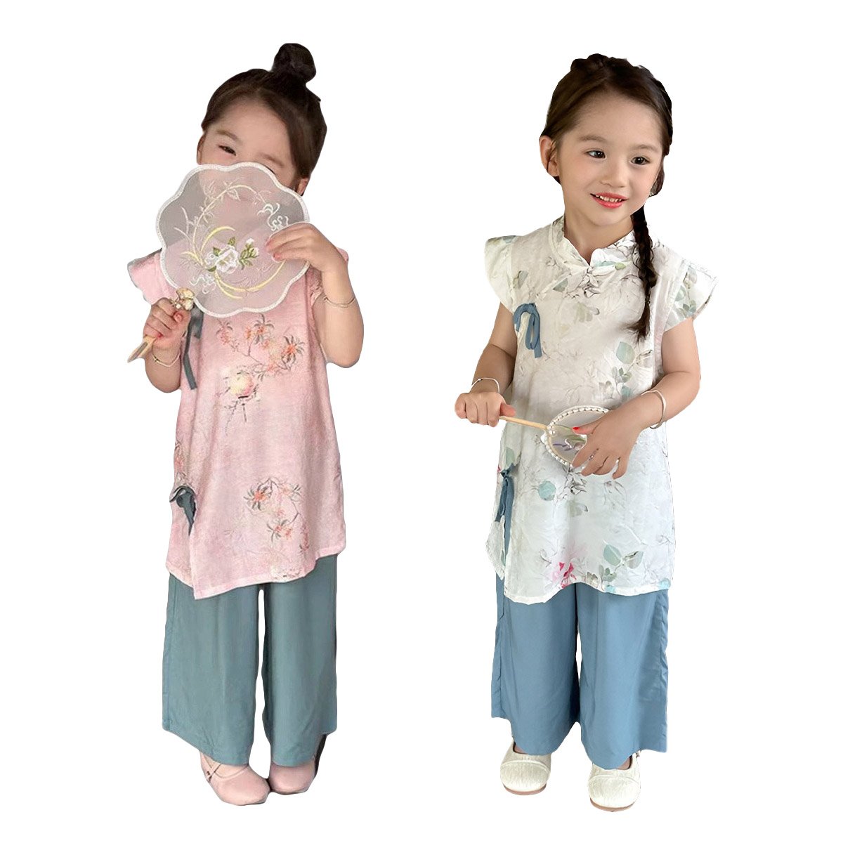 Girls' Embroidered Floral Hanfu Set - Chinese Outfit |