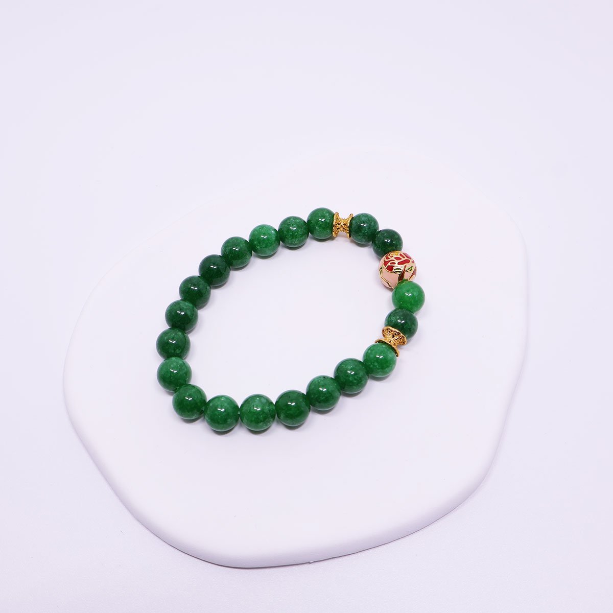Green Natural Stone Beaded Bracelet Beauty Handmade Women Simple Healing Reiki