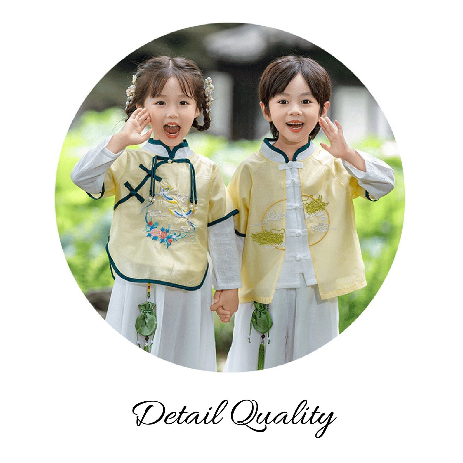 Boy's Imperial Yellow & Azure Chinese Hanfu Set