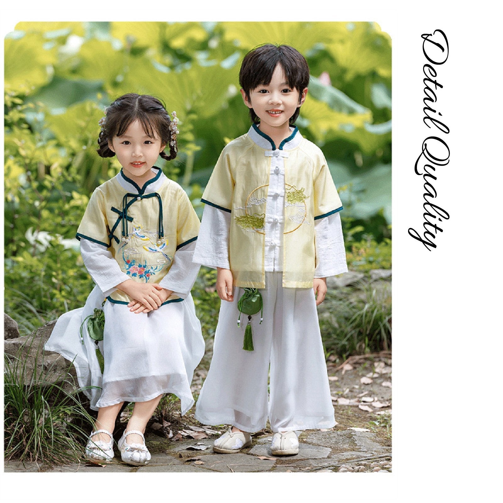 Boy's Imperial Yellow & Azure Chinese Hanfu Set
