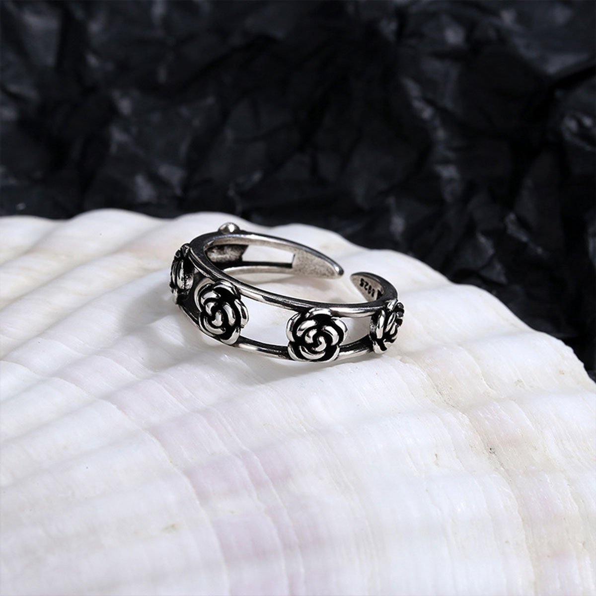 Vintage Rose Open Ring Adjustable Fashion Jewelry Women Girls Party Wear