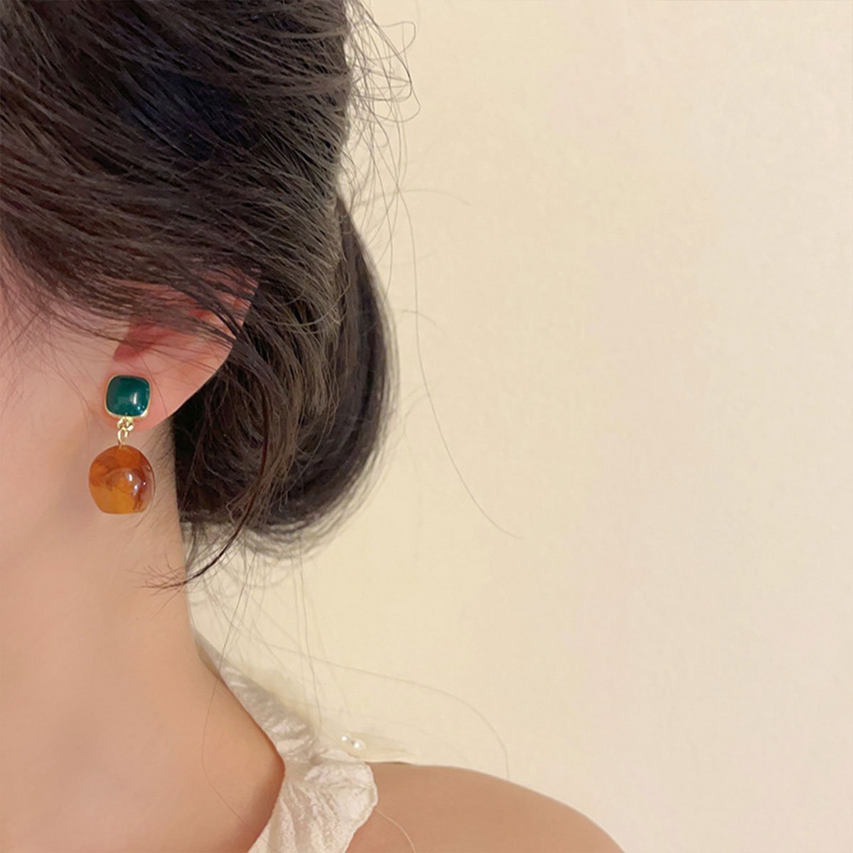 Dark Green Coffee Earrings Vintage Style Jewellery Women Girls Fashion