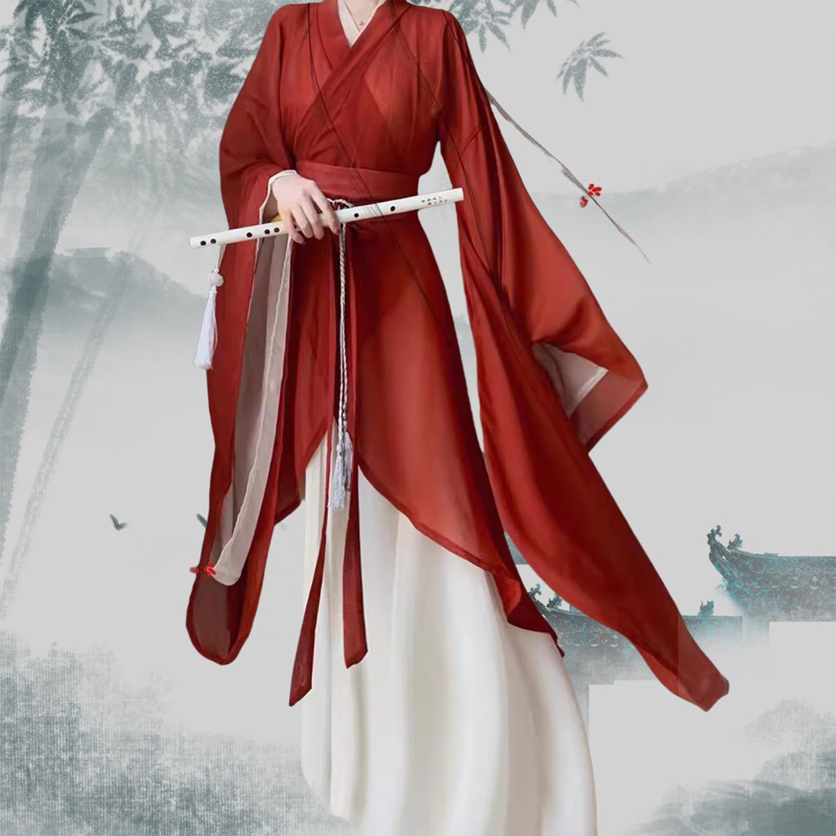 Hanfu Wei Jin Style Big Sleeve Collar Shaped Dress