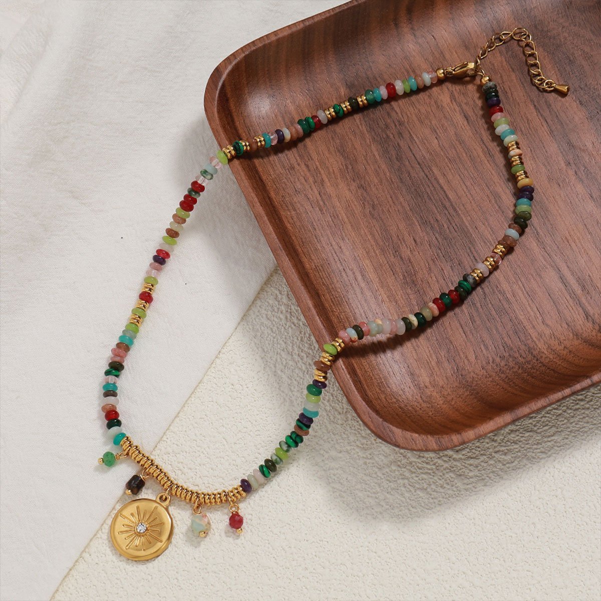 Vintage Ethnic Style Colourful Beaded Necklace Fashion Jewelry for Women Gift