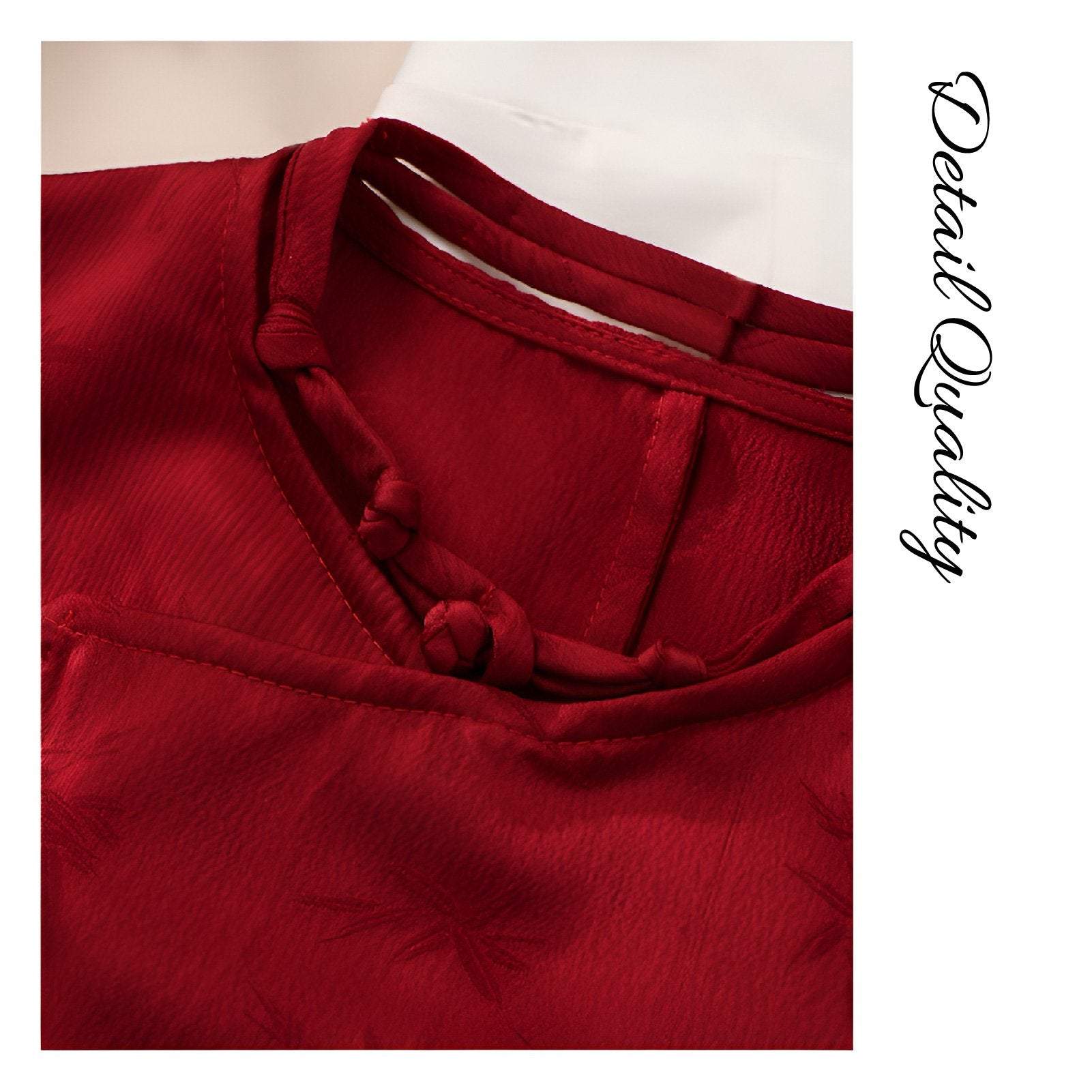 Red Blouse and White Skirt Modern Chinese Fashion Set for Wedding
