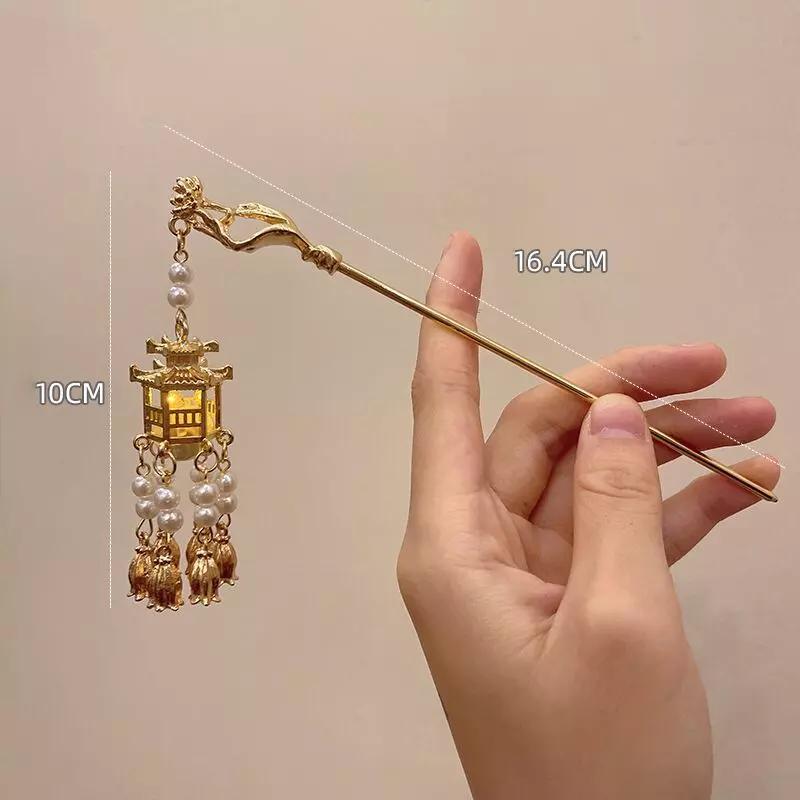 Golden Palace Lamp Hairpin Chinese Style Vintage Hair Accessories Clip