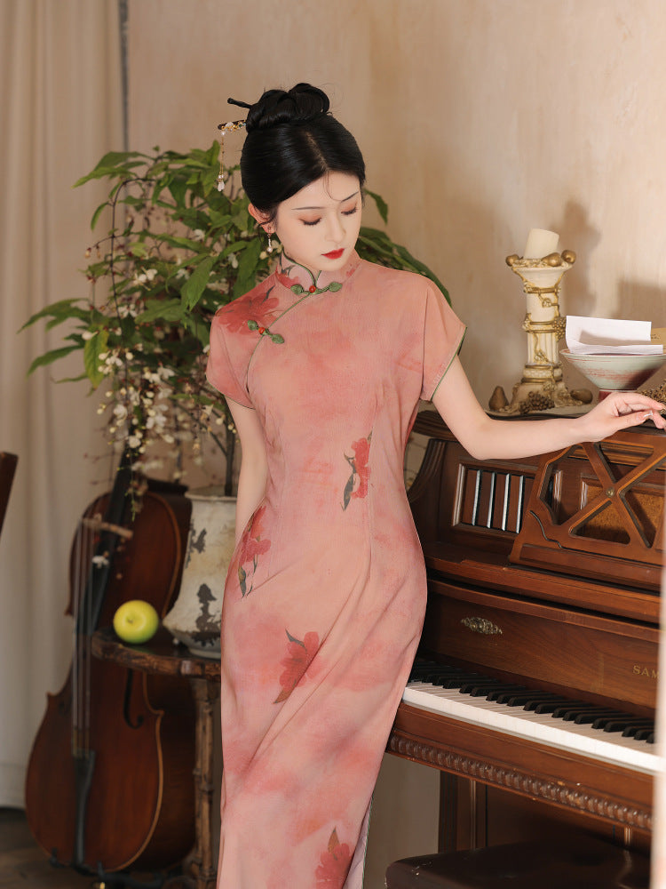 Elegant Floral Embroidered Cheongsam Dress