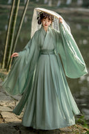 Elegant Wei Jin Dynasty Green Hanfu Dress Traditional Chinese Costume