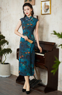 Elegant Floral Cheongsam Dress For Women With Traditional Chinese Style