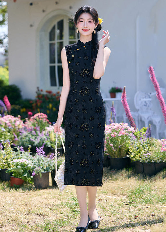 Sleeveless Stretch Jacquard Qipao | Slim Summer Cheongsam