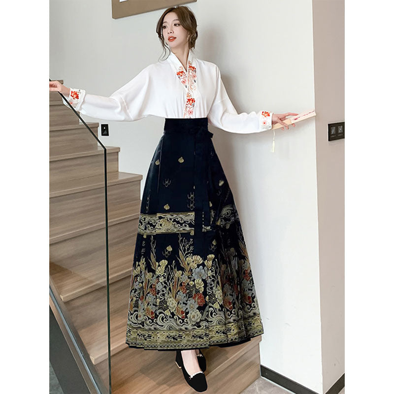 中国马面裙女长款汉服传统半身裙