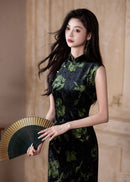 Autumn Velvet Qipao Sleeveless | Modern Mandarin Slim Long Evening Dress