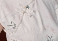 Summer New Chinese Style Slim Fit Qipao | Fresh Bamboo Print Long Dress