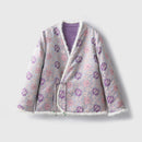 Silk Kimono Jacket with Fur Trim - Traditional Chinese Style Robe